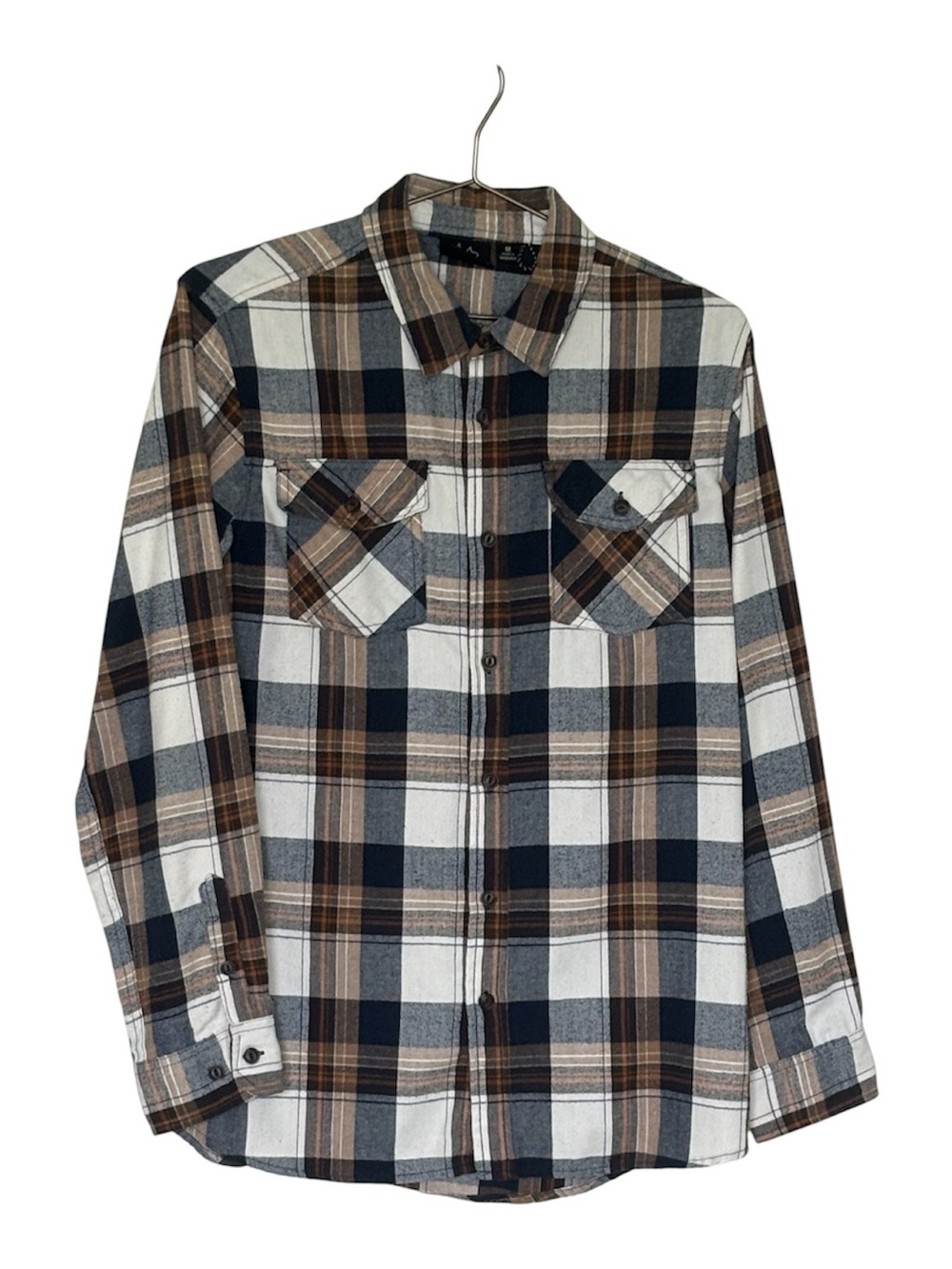 Men's Burnside Plaid Button-Up Shirt - Brown/Navy/White Flannel